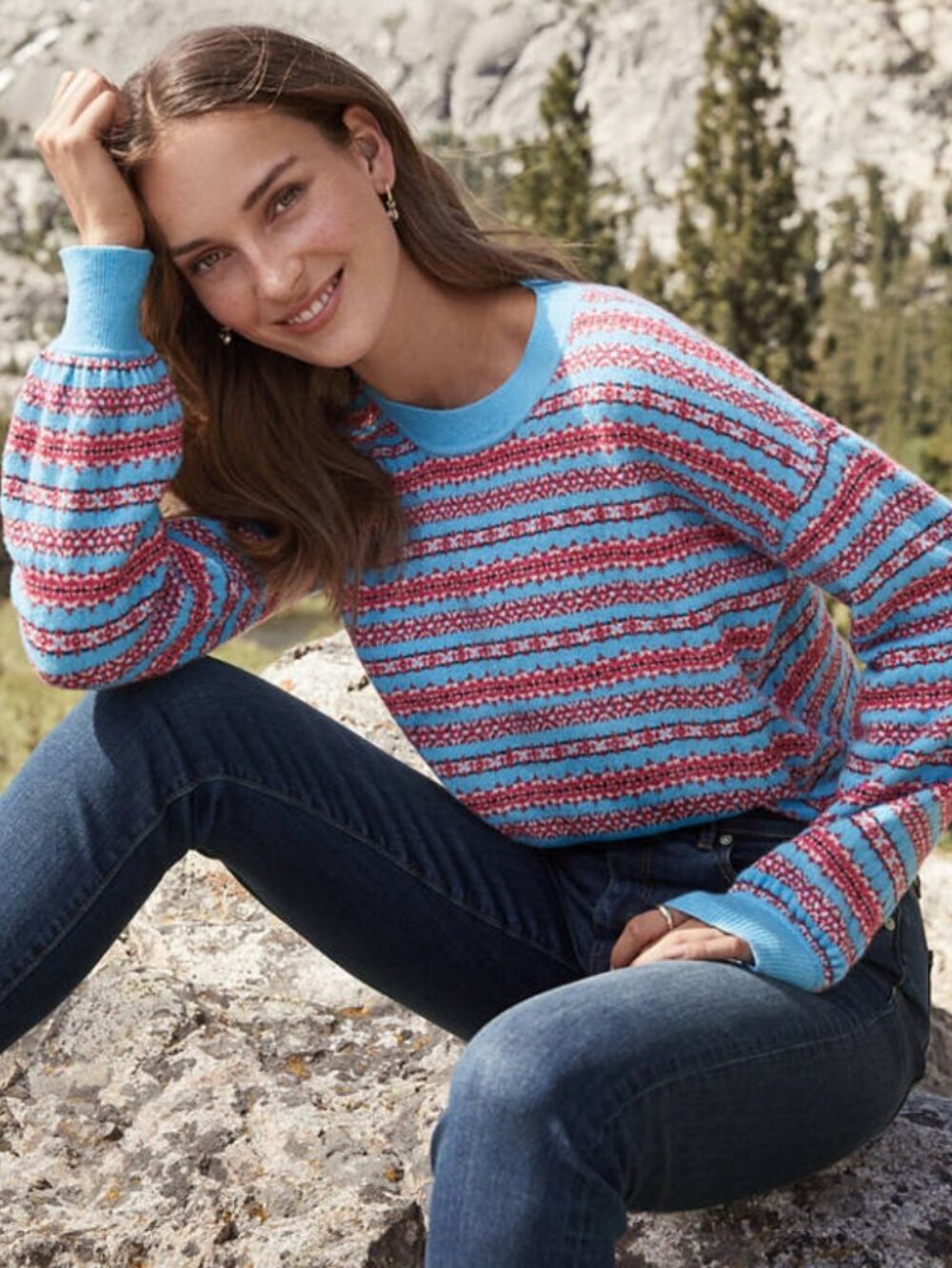 LOFT Fair Isle Stripe Everyday Sweater, M, Never Worn